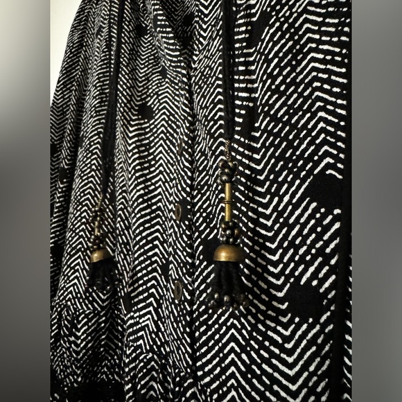 Maeve by Anthropologie Dress Galen Black White Print Pockets 3/4 Sleeves XSmall - Picture 2 of 7